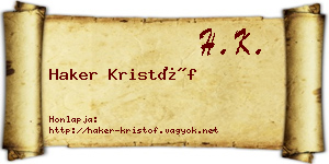Haker Kristóf névjegykártya